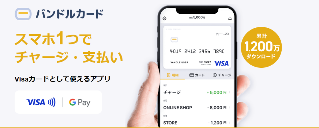 バンドルカードのHPのキャプチャ画面