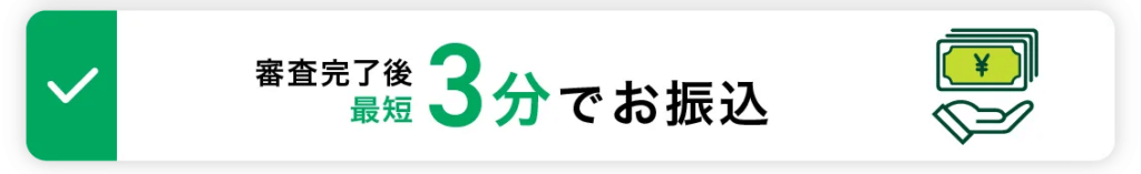 SMBCモビットが最短3分で振込されることについて書かれているHP画面のキャプチャ