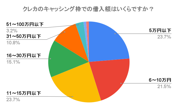 キャッシング利用者の主な借入額円グラフ