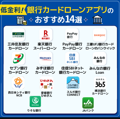 低金利で利用できる銀行カードローンアプリ14選